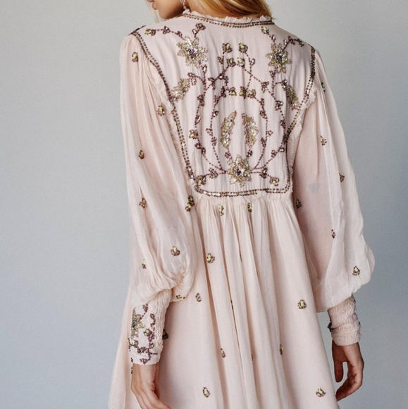 Free People Dresses & Skirts - Free People Bali Golden Sun Dress - Blush Pink Mini Dress